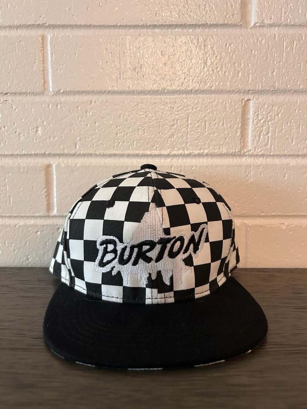 Y2K Skate Burton Crown Black and White Checkered Burton Snapback Hat